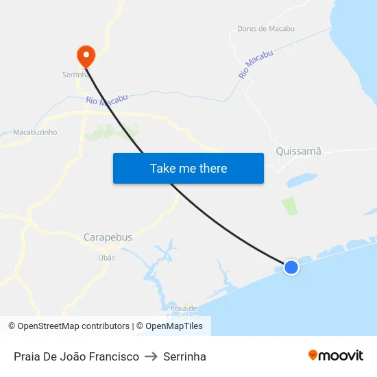 Praia De João Francisco to Serrinha map