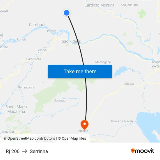 Rj 206 to Serrinha map