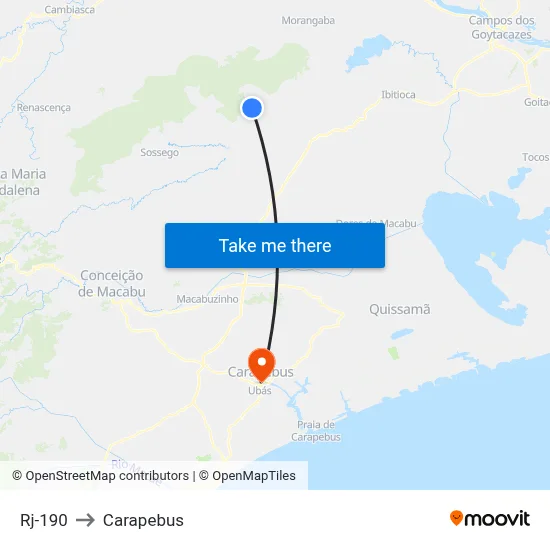 Rj-190 to Carapebus map