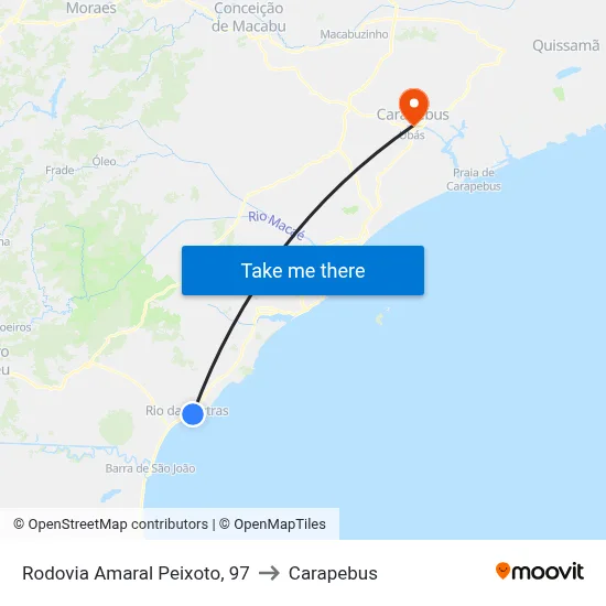 Rodovia Amaral Peixoto, 97 to Carapebus map