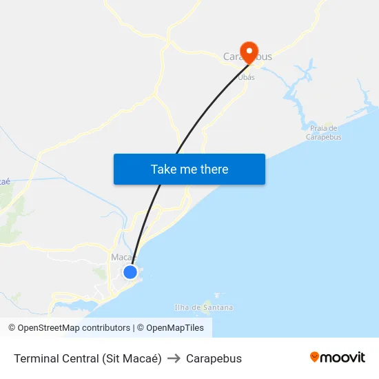 Terminal Central (Sit Macaé) to Carapebus map