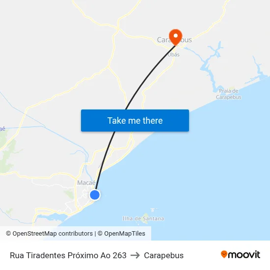 Rua Tiradentes Próximo Ao 263 to Carapebus map