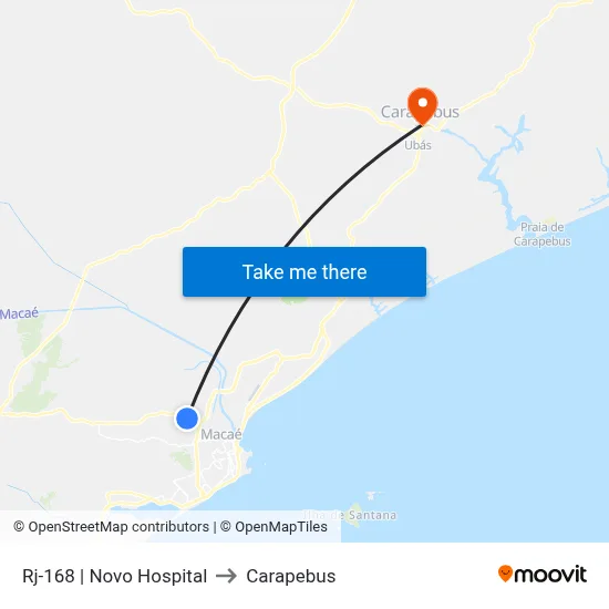 Rj-168 | Novo Hospital to Carapebus map