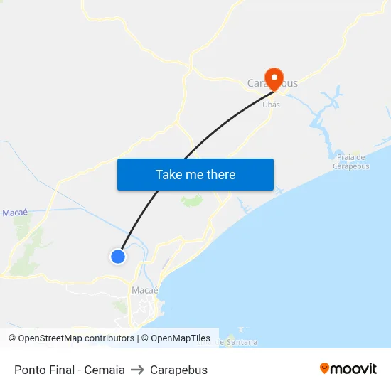 Ponto Final - Cemaia to Carapebus map