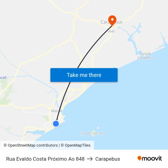 Rua Evaldo Costa Próximo Ao 848 to Carapebus map