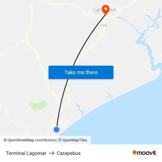 Terminal Lagomar to Carapebus map