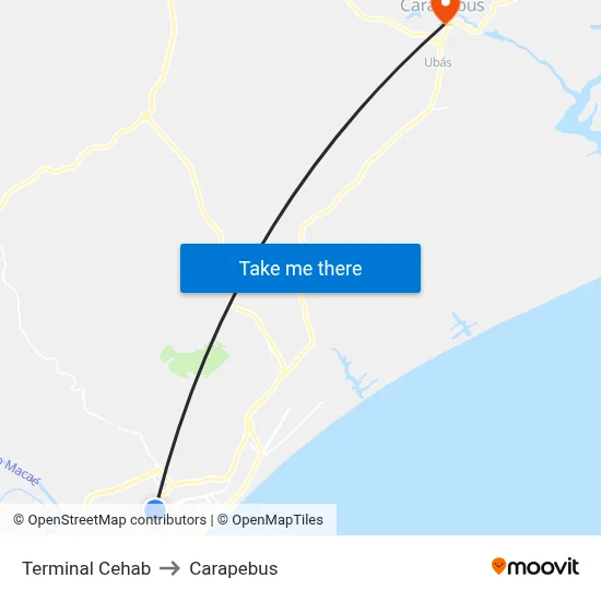 Terminal Cehab to Carapebus map