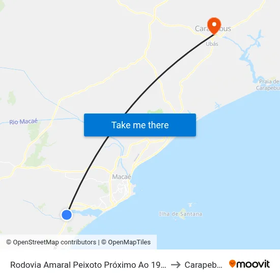 Rodovia Amaral Peixoto Próximo Ao 1933 to Carapebus map