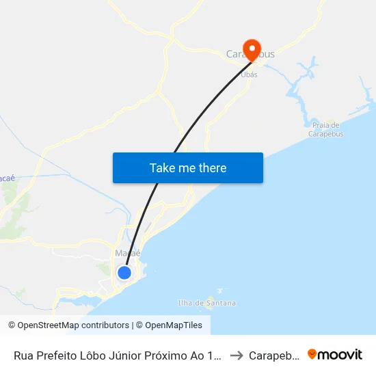Rua Prefeito Lôbo Júnior Próximo Ao 1206 to Carapebus map