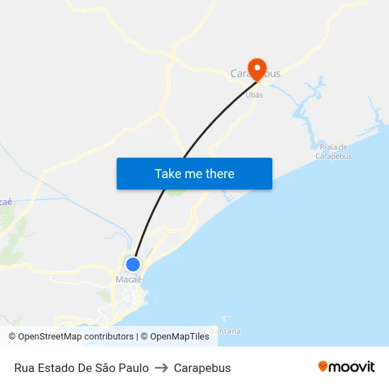 Rua Estado De São Paulo to Carapebus map