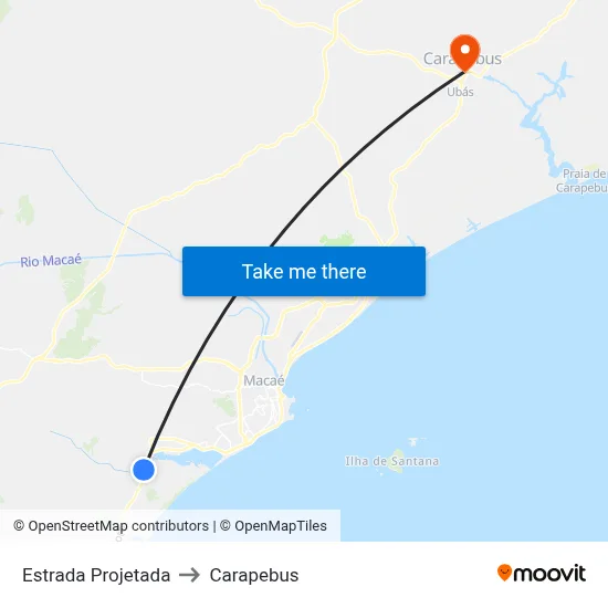 Estrada Projetada to Carapebus map