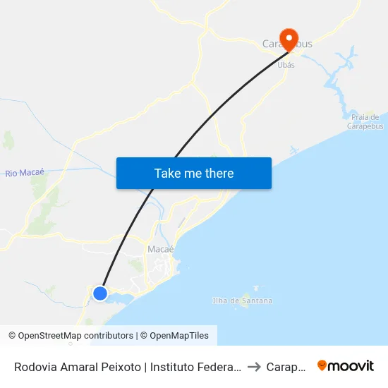 Rodovia Amaral Peixoto | Instituto Federal Fluminense to Carapebus map