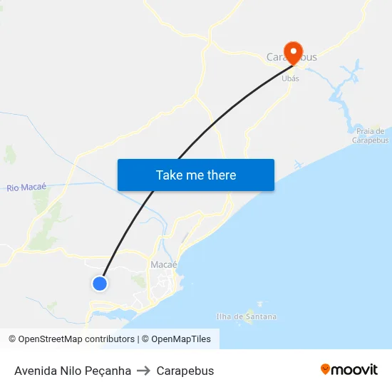 Avenida Nilo Peçanha to Carapebus map