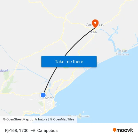 Rj-168, 1700 to Carapebus map
