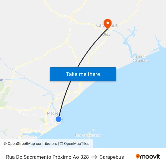 Rua Do Sacramento Próximo Ao 328 to Carapebus map