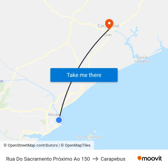 Rua Do Sacramento Próximo Ao 150 to Carapebus map