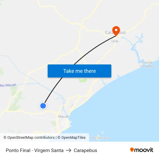 Ponto Final - Virgem Santa to Carapebus map