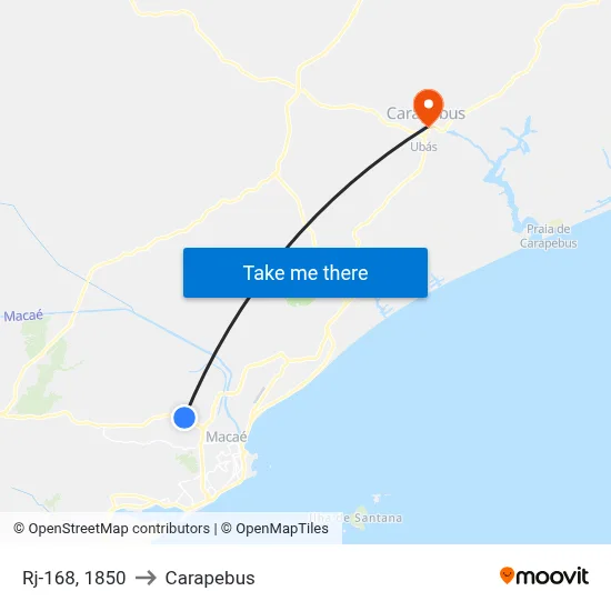 Rj-168, 1850 to Carapebus map