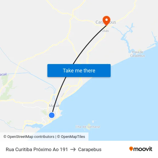 Rua Curitiba Próximo Ao 191 to Carapebus map