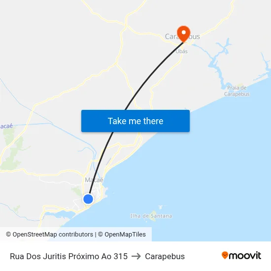 Rua Dos Juritis Próximo Ao 315 to Carapebus map