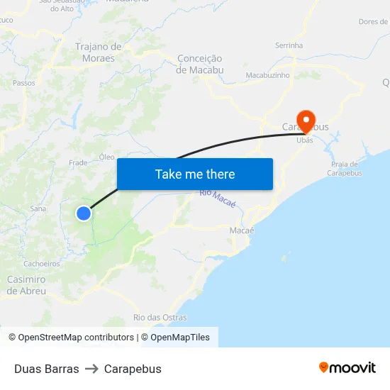 Duas Barras to Carapebus map