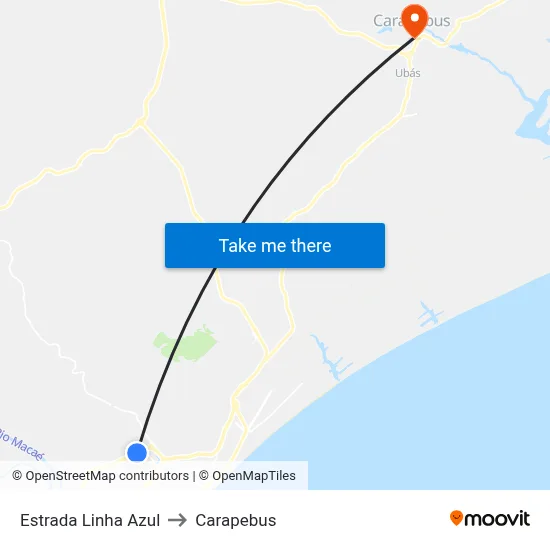 Estrada Linha Azul to Carapebus map