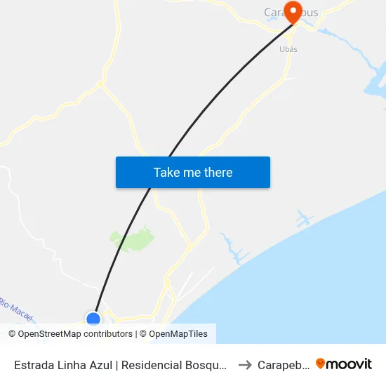Estrada Linha Azul | Residencial Bosque Azul to Carapebus map