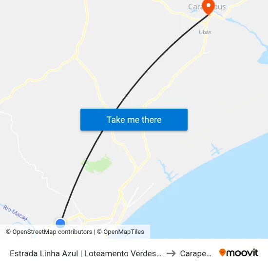 Estrada Linha Azul | Loteamento Verdes Mares to Carapebus map