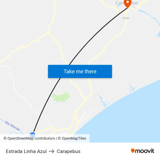 Estrada Linha Azul to Carapebus map