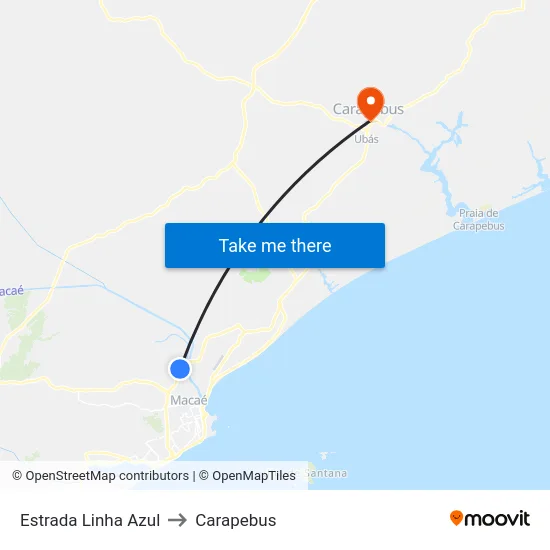Estrada Linha Azul to Carapebus map