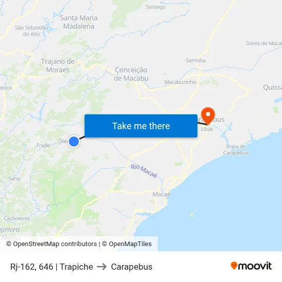 Rj-162, 646 | Trapiche to Carapebus map