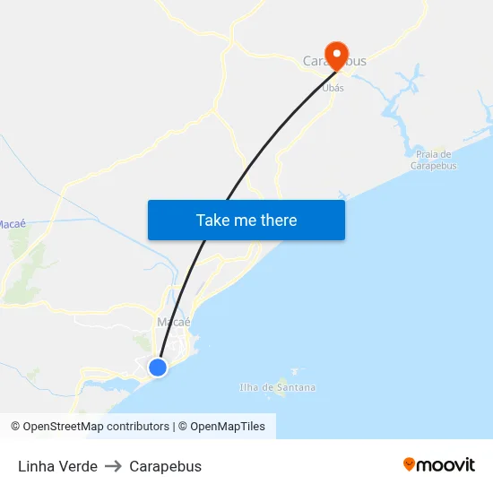 Linha Verde to Carapebus map