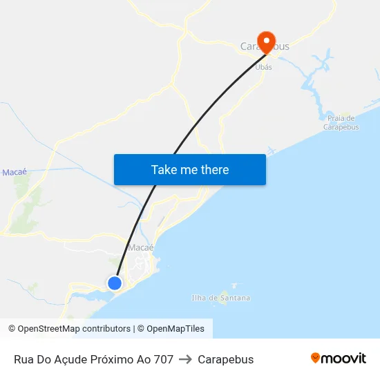 Rua Do Açude Próximo Ao 707 to Carapebus map