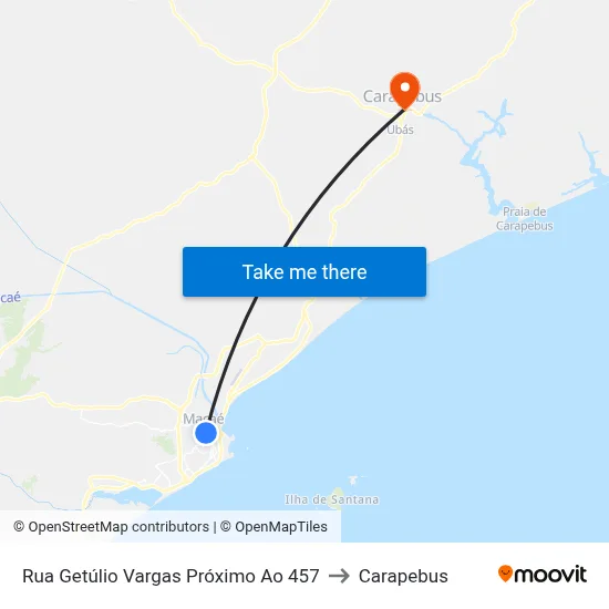 Rua Getúlio Vargas Próximo Ao 457 to Carapebus map
