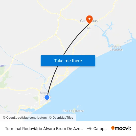 Terminal Rodoviário Álvaro Brum De Azevedo (Macaé) to Carapebus map