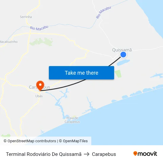 Terminal Rodoviário De Quissamã to Carapebus map