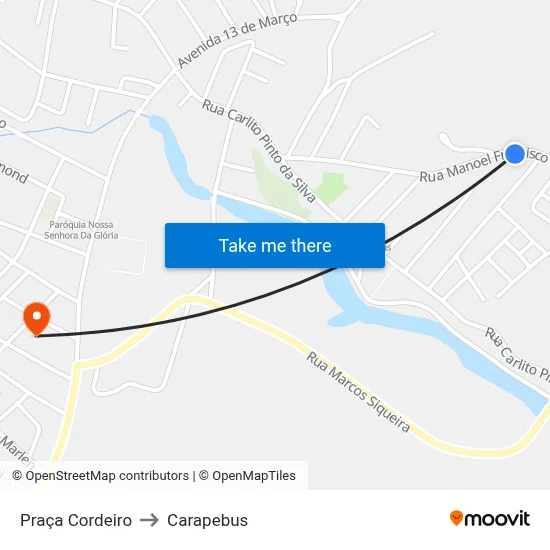 Praça Cordeiro to Carapebus map