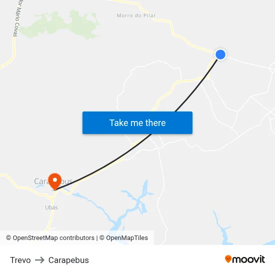 Trevo to Carapebus map
