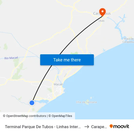Terminal Parque De Tubos - Linhas Intermunicipais to Carapebus map