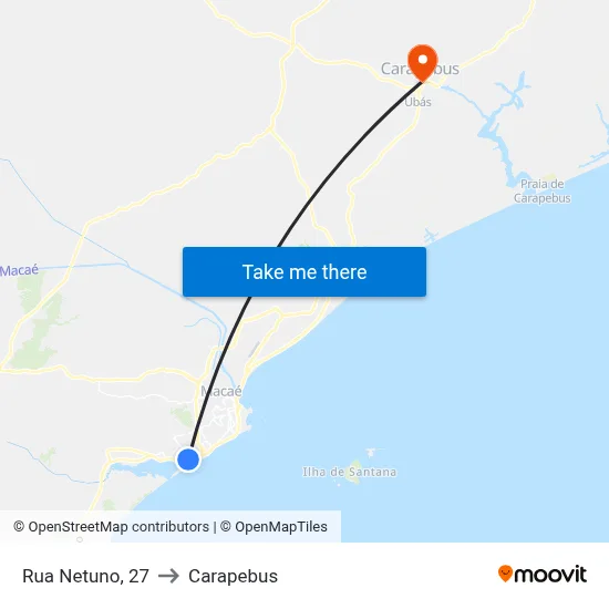 Rua Netuno, 27 to Carapebus map