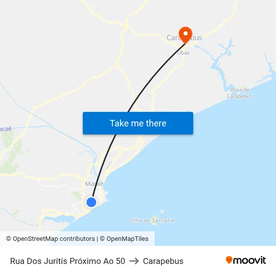 Rua Dos Juritís Próximo Ao 50 to Carapebus map