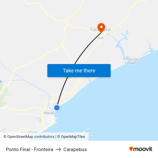 Ponto Final - Fronteira to Carapebus map
