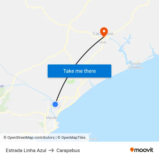 Estrada Linha Azul to Carapebus map