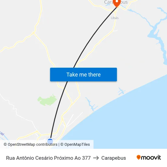 Rua Antônio Cesário Próximo Ao 377 to Carapebus map
