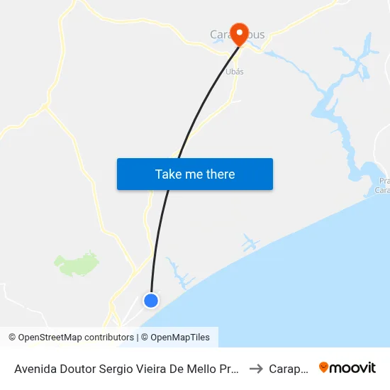 Avenida Doutor Sergio Vieira De Mello Próximo Ao 1872 to Carapebus map
