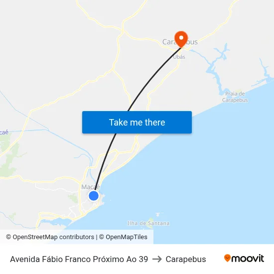 Avenida Fábio Franco Próximo Ao 39 to Carapebus map