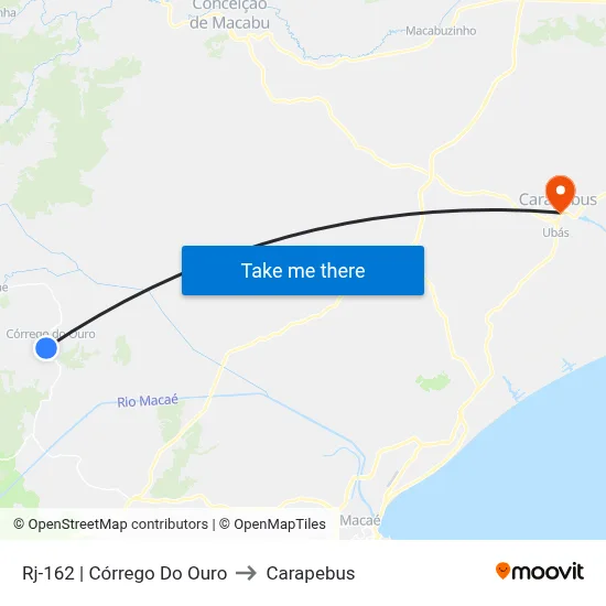Rj-162 | Córrego Do Ouro to Carapebus map