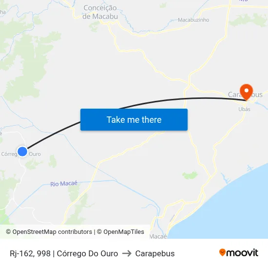 Rj-162, 998 | Córrego Do Ouro to Carapebus map