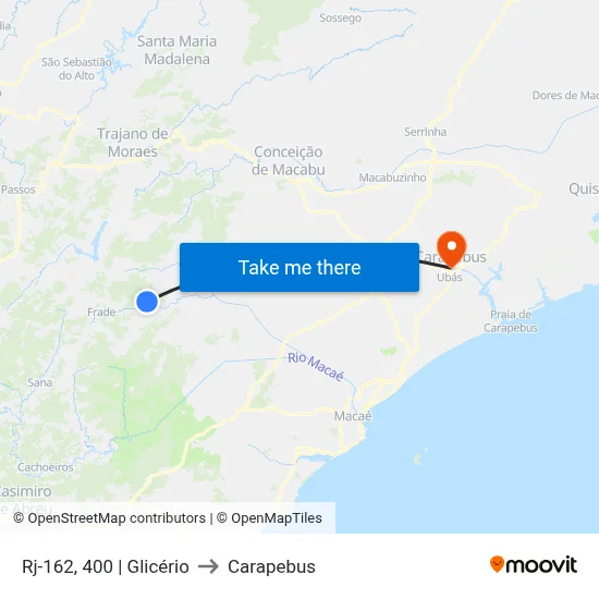 Rj-162, 400 | Glicério to Carapebus map