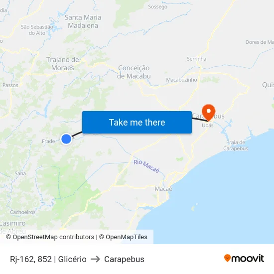 Rj-162, 852 | Glicério to Carapebus map